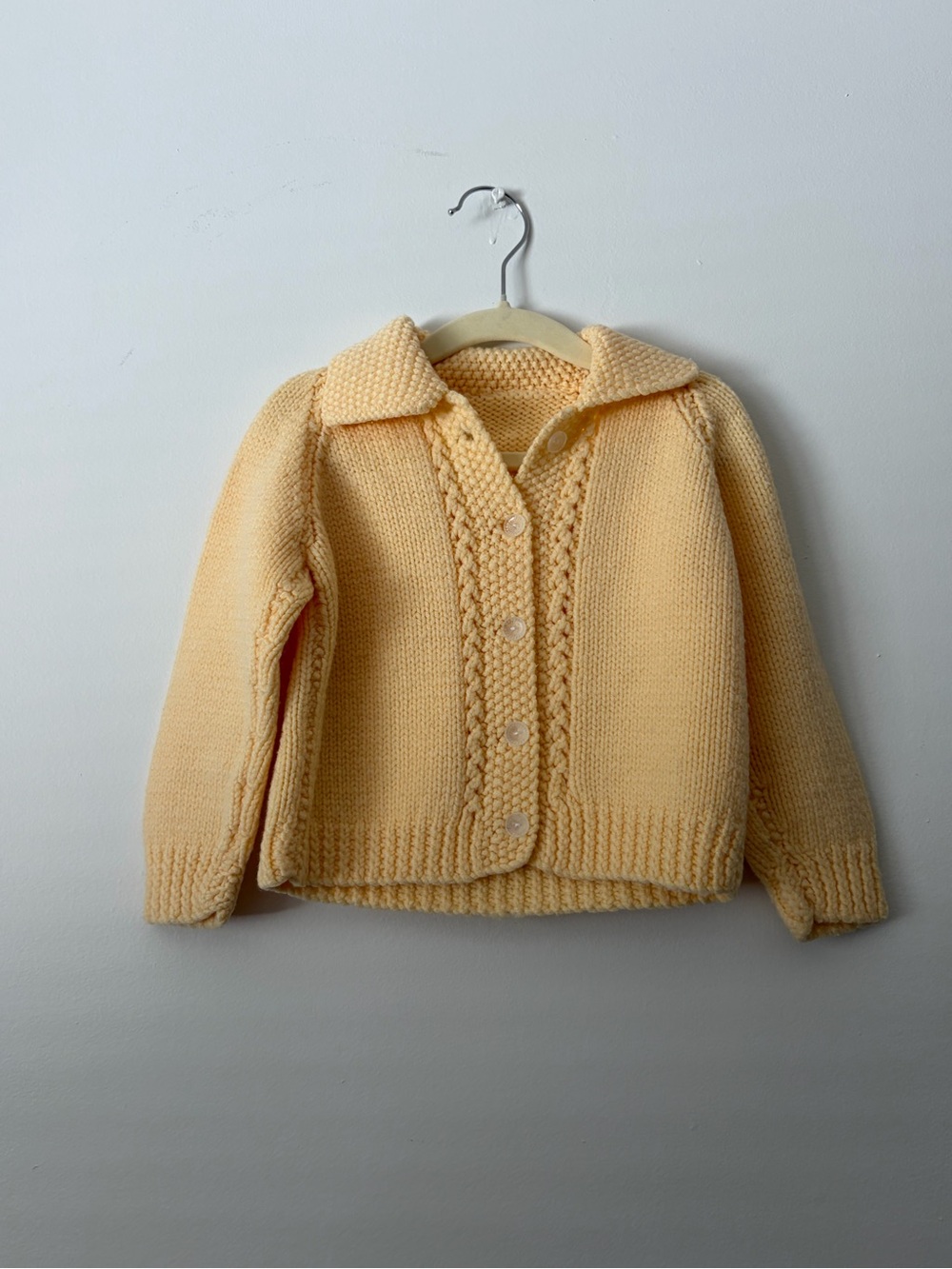 Handmade Button-Up Knit Cardigan in Butter Yellow
